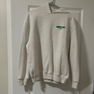 White Fox Heather Gray Hoodie with Green Logo